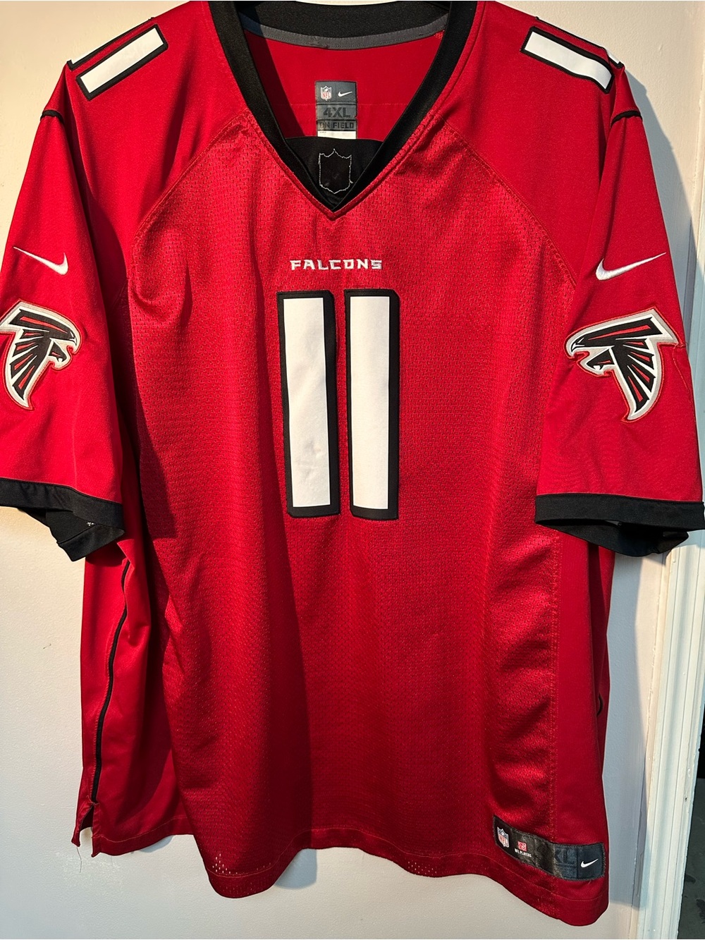 NFL Licensed Red and Black Team Jersey Size 4XL Nike Tag On Field Jones #11